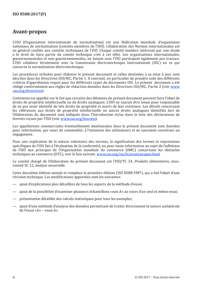 SIST ISO 8588:2018 ISO 8588:2017 - Analyse sensorielle — Méthodologie — Essai "A" - "non A"/21/2017 - Page 4 preview