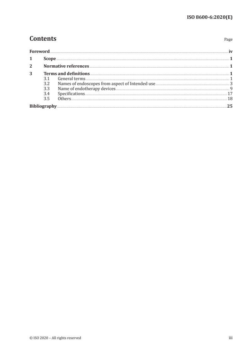 ISO 8600-6:2020 ISO 8600-6:2020 - Endoscopes — Medical endoscopes and endotherapy devices — Part 6: Vocabulary/22/2020 - Page 3 preview