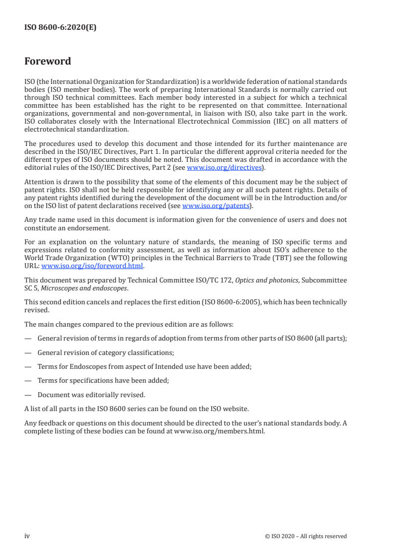 ISO 8600-6:2020 ISO 8600-6:2020 - Endoscopes — Medical endoscopes and endotherapy devices — Part 6: Vocabulary/22/2020 - Page 4 preview
