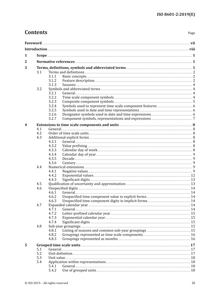 ISO 8601-2:2019 ISO 8601-2:2019 - Date and time — Representations for information interchange — Part 2: Extensions/25/2019 - Page 3 preview