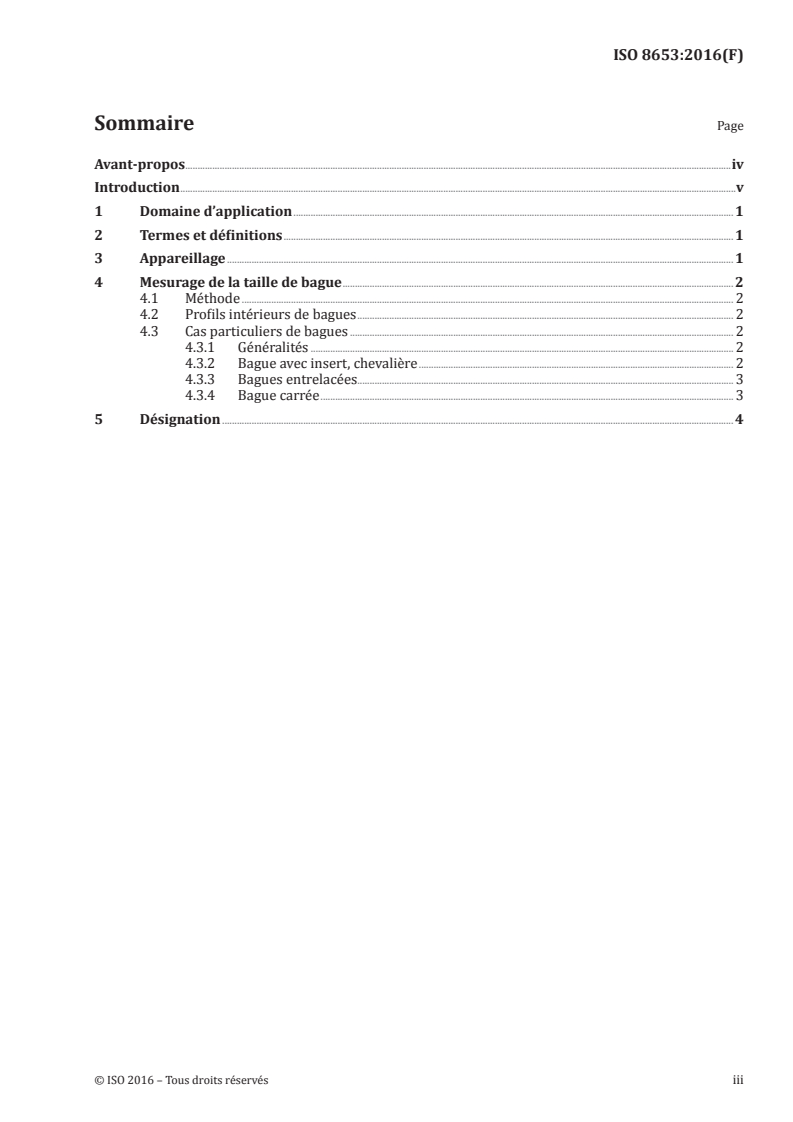 ISO 8653:2016 ISO 8653:2016 - Bijouterie, joaillerie — Taille de bagues — Définition, mesurage et désignation/15/2016 - Page 3 preview