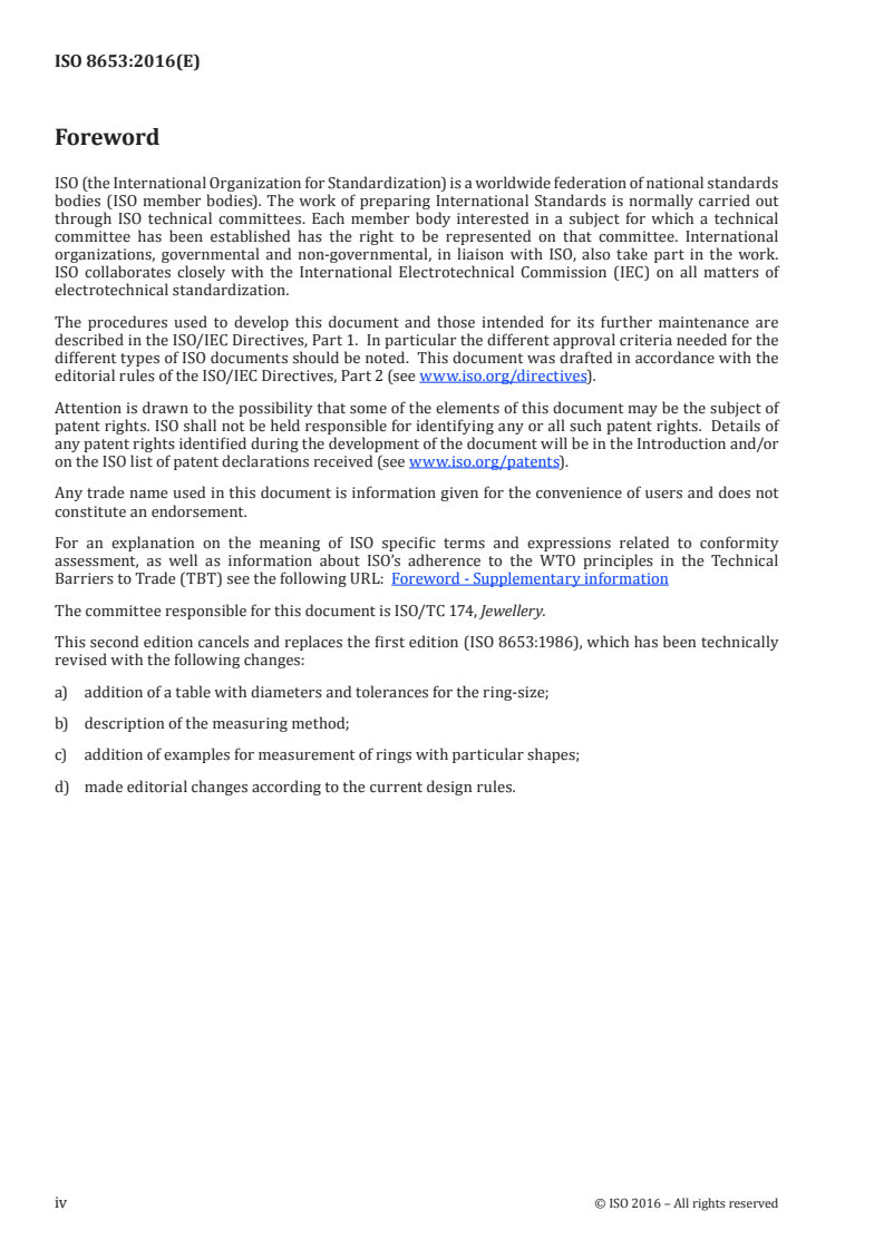 ISO 8653:2016 ISO 8653:2016 - Jewellery — Ring-sizes — Definition, measurement and designation/15/2016 - Page 4 preview