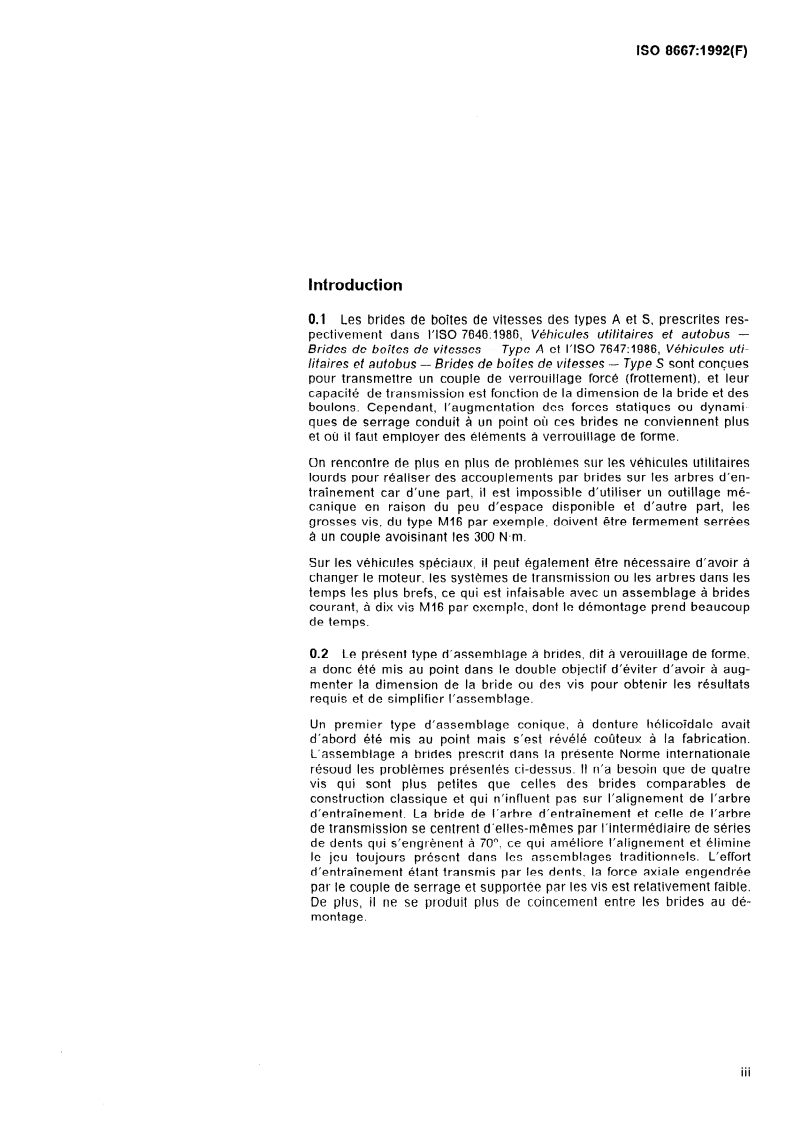 ISO 8667:1992 ISO 8667:1992 - Véhicules utilitaires et autobus — Brides de boîtes de vitesses à dents croisées, type T/8/1992 - Page 3 preview