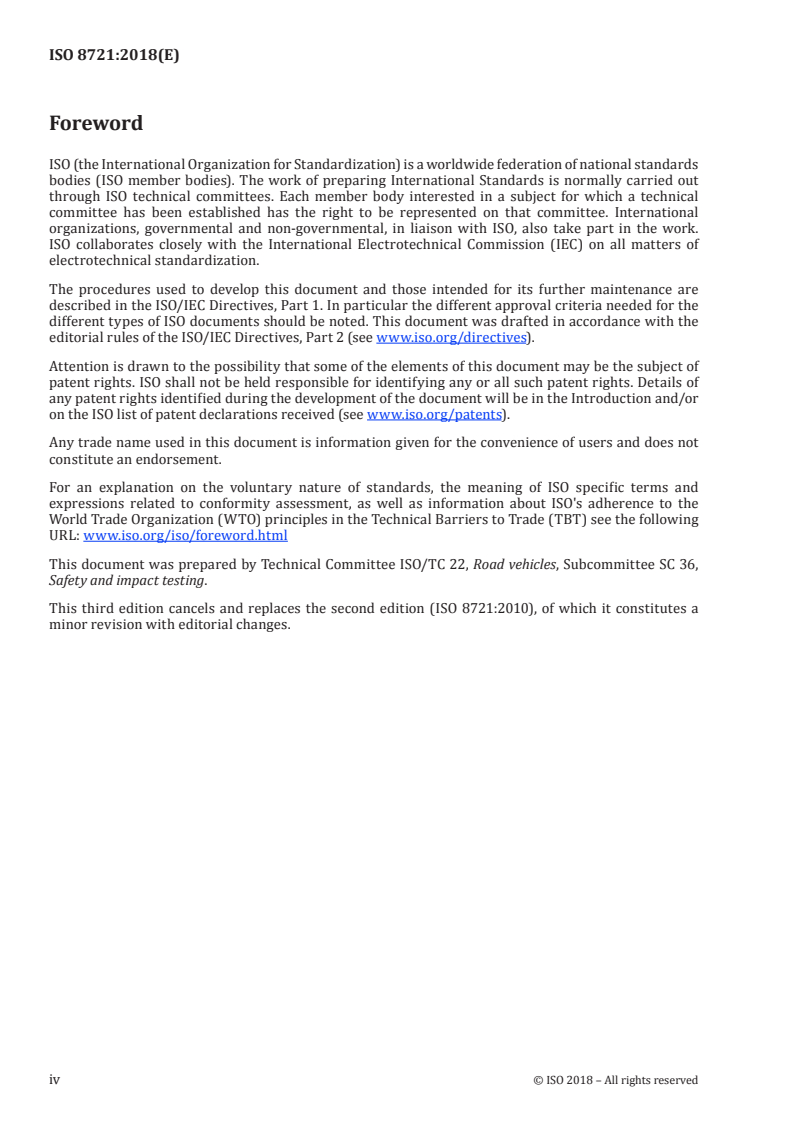 ISO 8721:2018 ISO 8721:2018 - Road vehicles — Measurement techniques in impact tests — Optical instrumentation/25/2018 - Page 4 preview