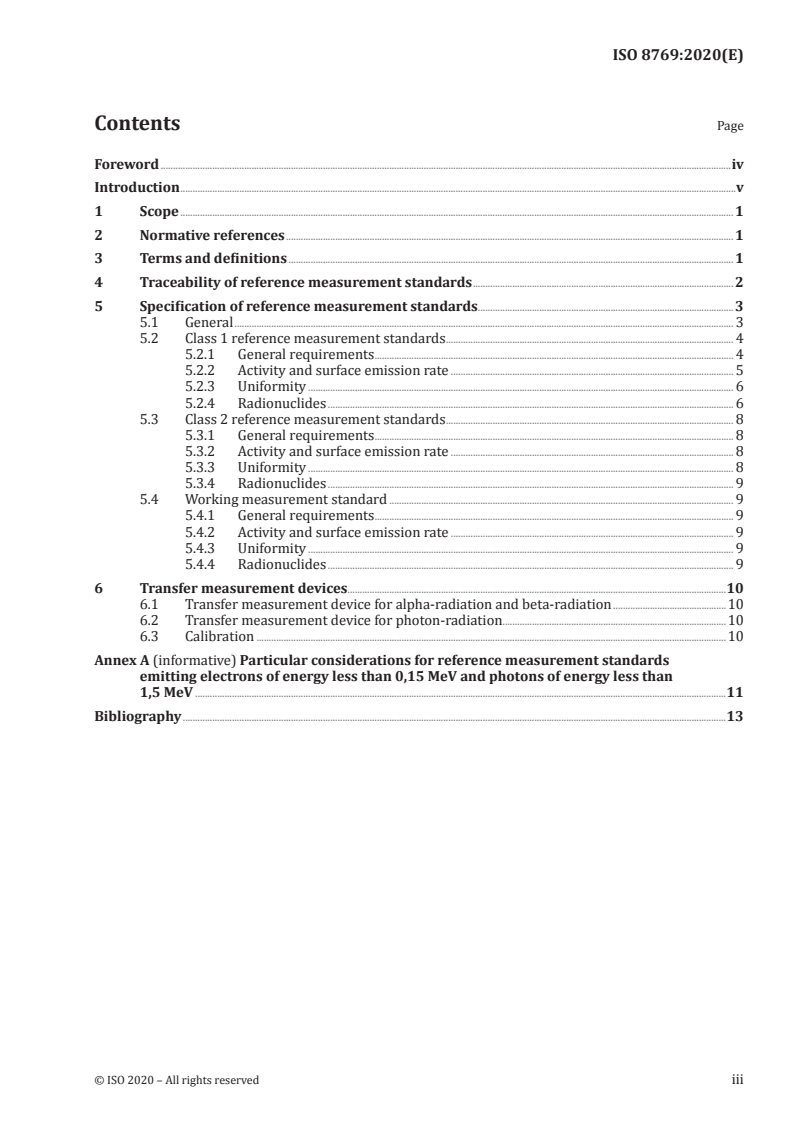 ISO 8769:2020 ISO 8769:2020 - Measurement of radioactivity — Alpha-, beta- and photon emitting radionuclides — Reference measurement standard specifications for the calibration of surface contamination monitors/22/2020 - Page 3 preview