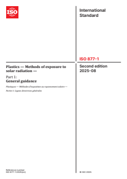 ISO 877-1:2025 - Plastics — Methods of exposure to solar radiation — Part 1: General guidance
Released:7. 08. 2025 - Page 1 preview
