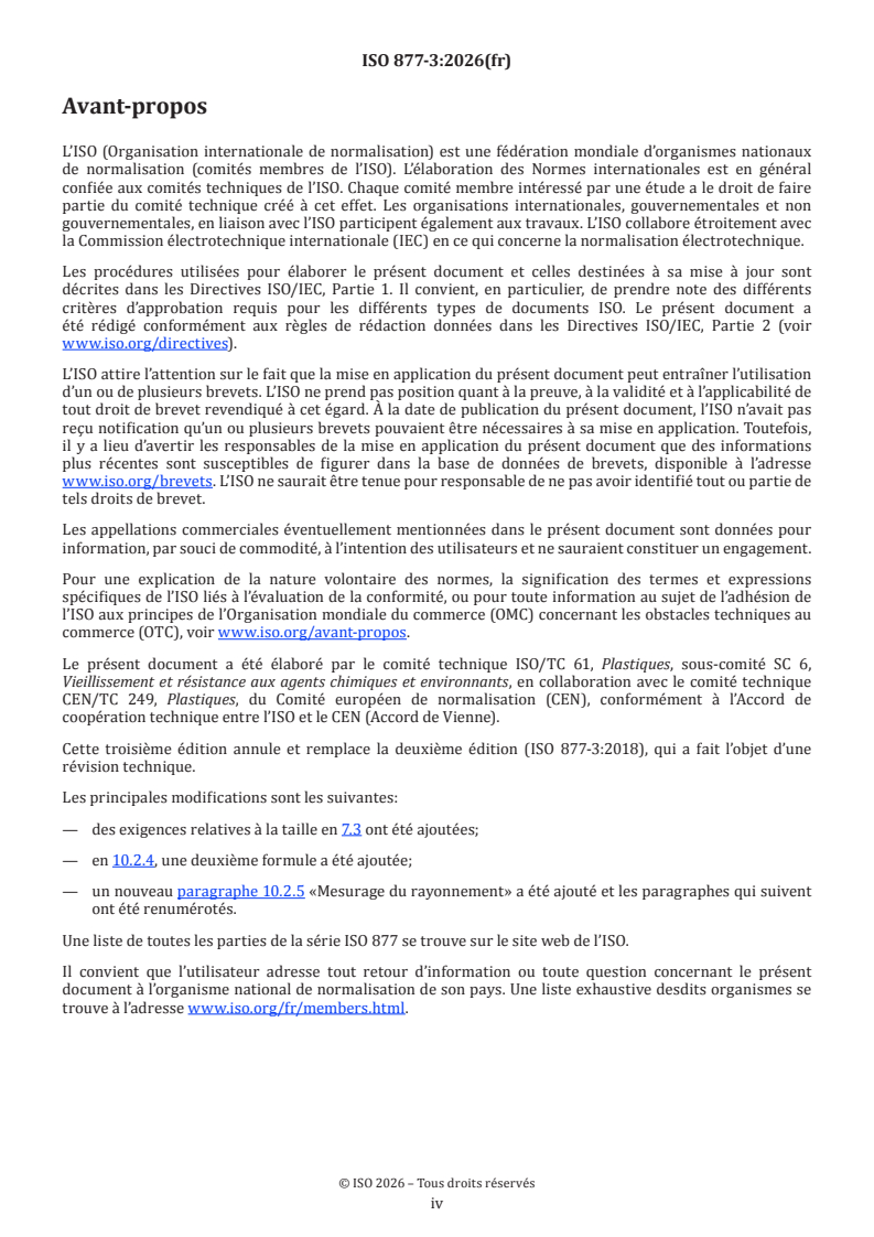 ISO 877-3:2026 ISO 877-3:2026 - Plastiques — Méthodes d'exposition au rayonnement solaire — Partie 3: Exposition intensifiée par rayonnement solaire concentré - Page 4 preview