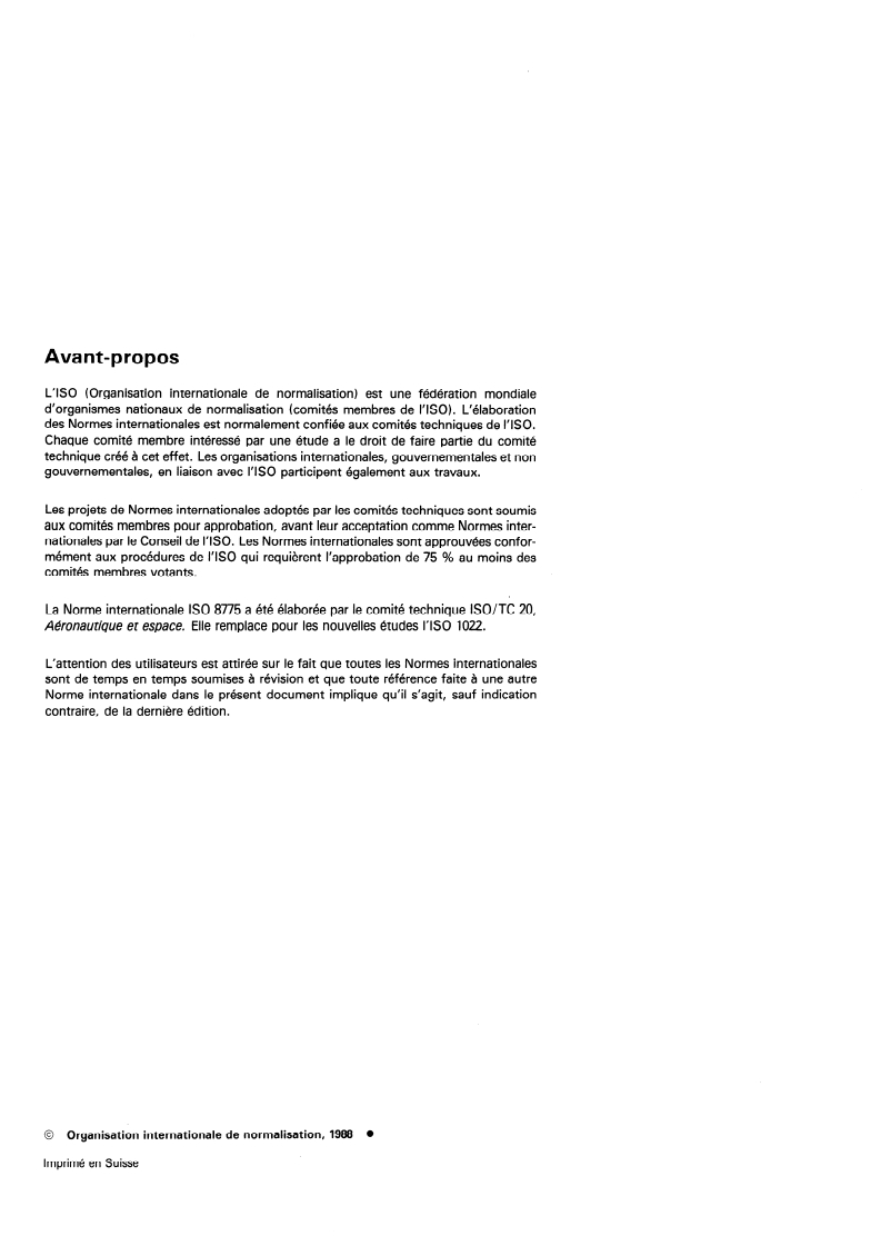 ISO 8775:1988 ISO 8775:1988 - Aéronautique et espace — Raccordement pour l'alimentation en oxygène gazeux dans les systèmes de fluide (nouveau modèle) — Dimensions (Série en inches)/28/1988 - Page 2 preview