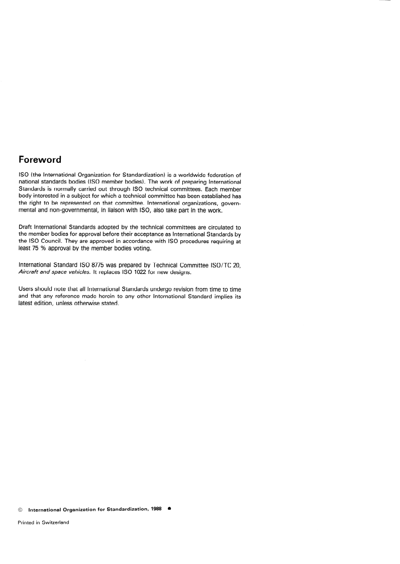 ISO 8775:1988 ISO 8775:1988 - Aerospace — Gaseous oxygen replenishment connection for use in fluid systems (new type) — Dimensions (Inch series)/28/1988 - Page 2 preview