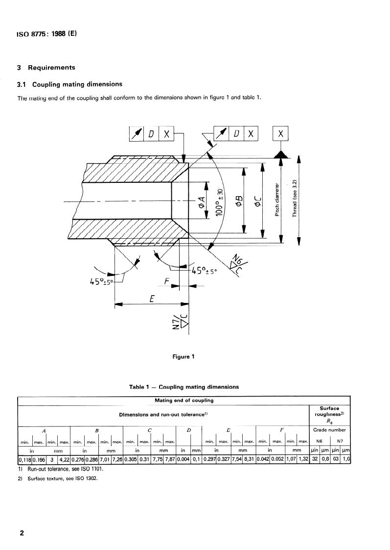 ISO 8775:1988 ISO 8775:1988 - Aerospace — Gaseous oxygen replenishment connection for use in fluid systems (new type) — Dimensions (Inch series)/28/1988 - Page 4 preview
