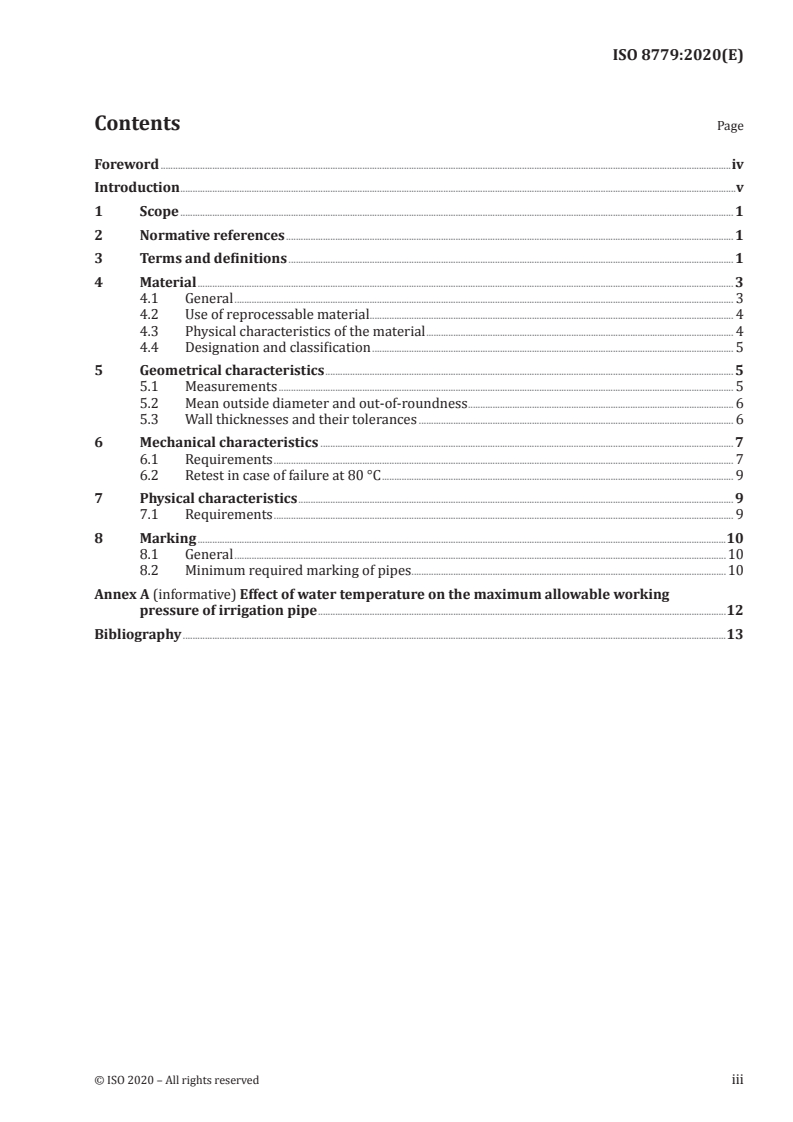 ISO 8779:2020 ISO 8779:2020 - Plastics piping systems — Polyethylene (PE) pipes for irrigation — Specifications/14/2020 - Page 3 preview