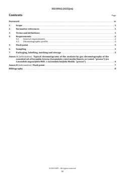 ISO 8902:2025 ISO 8902:2025 - Essential oil of lavandin Grosso (Lavandula x intermedia Emeric ex Loisel. “grosso”) (ex Lavandula angustifolia Mill. × Lavandula latifolia Medik. “grosso”)
Released:9/22/2025 - Page 3 preview