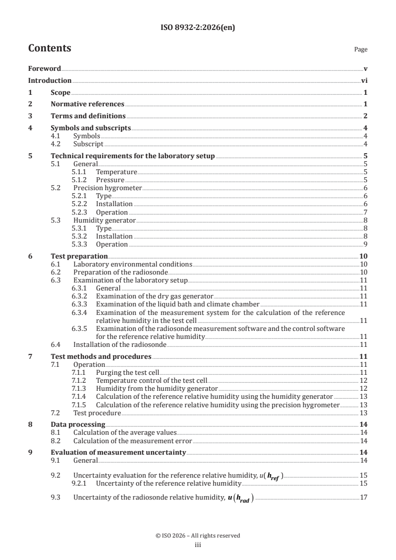 ISO 8932-2:2026 ISO 8932-2:2026 - Meteorology — Radiosonde — Part 2: Laboratory test method for errors in radiosonde humidity sensor calibration - Page 3 preview