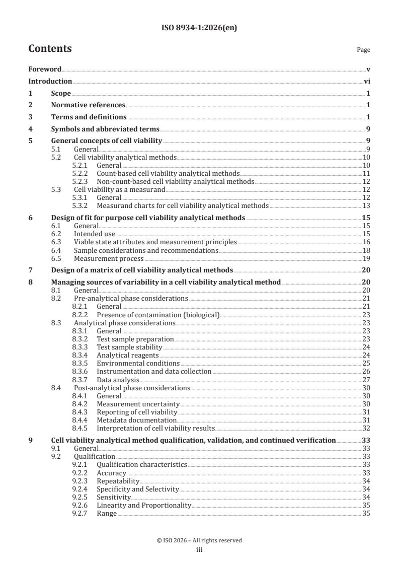 ISO 8934-1:2026 ISO 8934-1:2026 - Biotechnology — Cell viability analytical methods — Part 1: General requirements and considerations - Page 3 preview