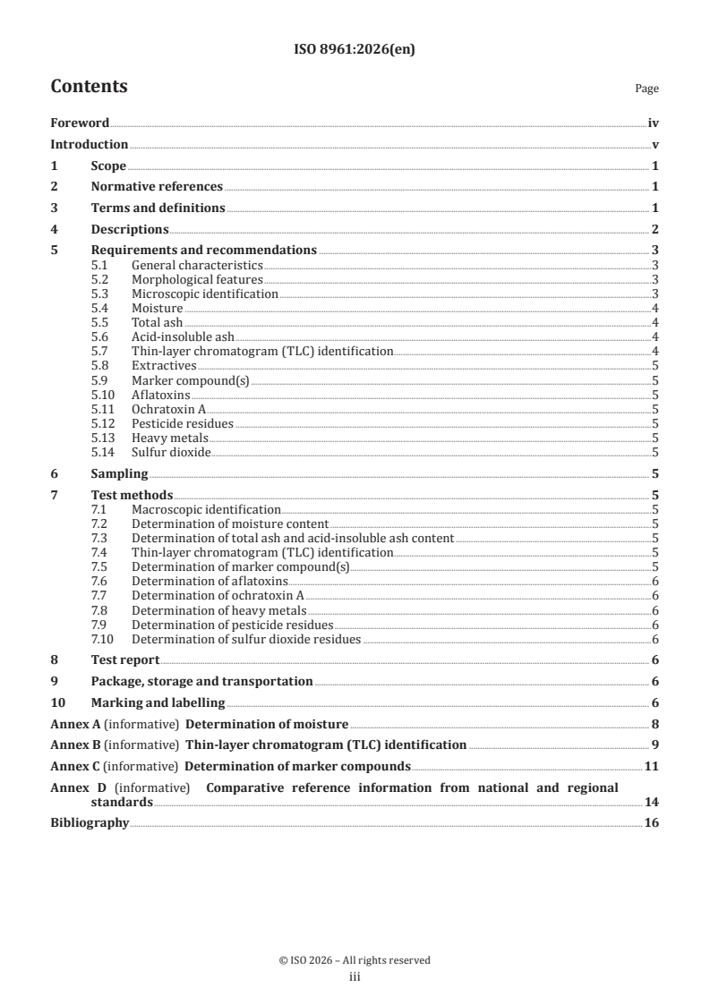 ISO 8961:2026 ISO 8961:2026 - Traditional Chinese medicine — Areca catechu seed - Page 3 preview