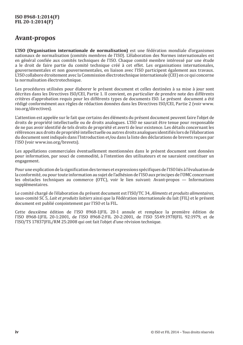 ISO 8968-1:2014 ISO 8968-1:2014 - Lait et produits laitiers — Détermination de la teneur en azote — Partie 1: Méthode Kjeldahl et calcul de la teneur en protéines brutes/3/2014 - Page 4 preview