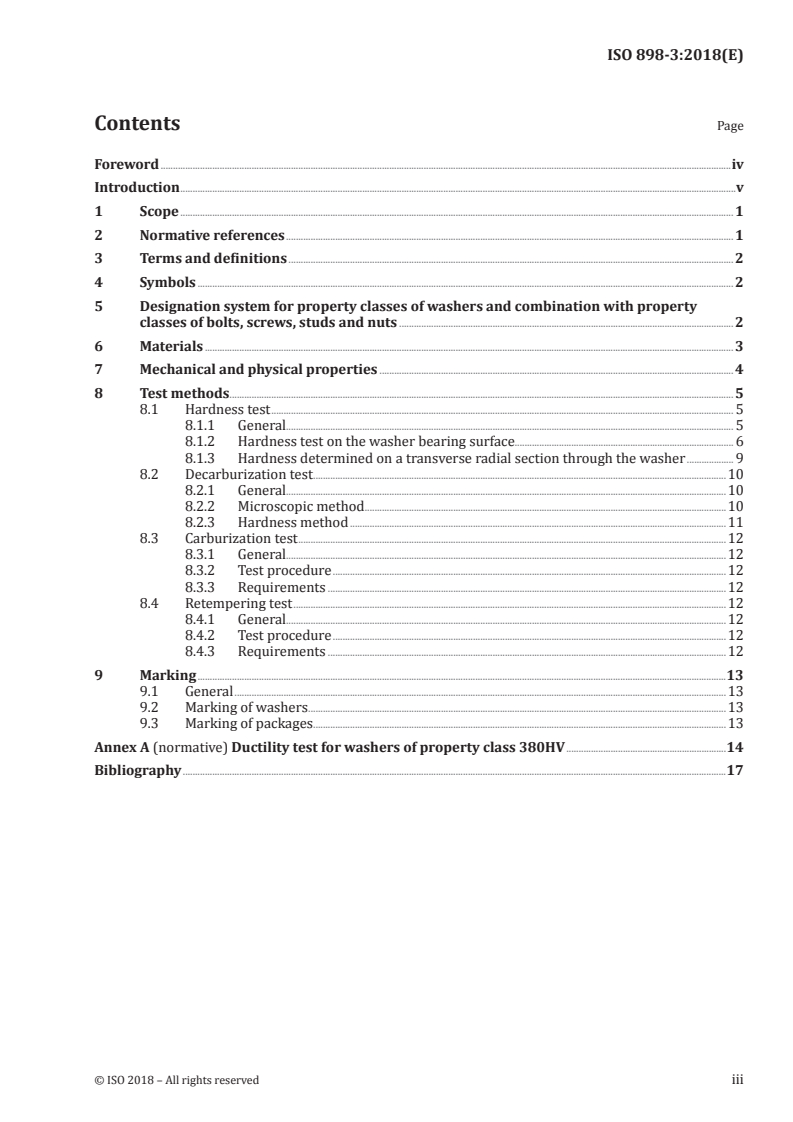 ISO 898-3:2018 ISO 898-3:2018 - Mechanical properties of fasteners made of carbon steel and alloy steel — Part 3: Flat washers with specified property classes/28/2018 - Page 3 preview