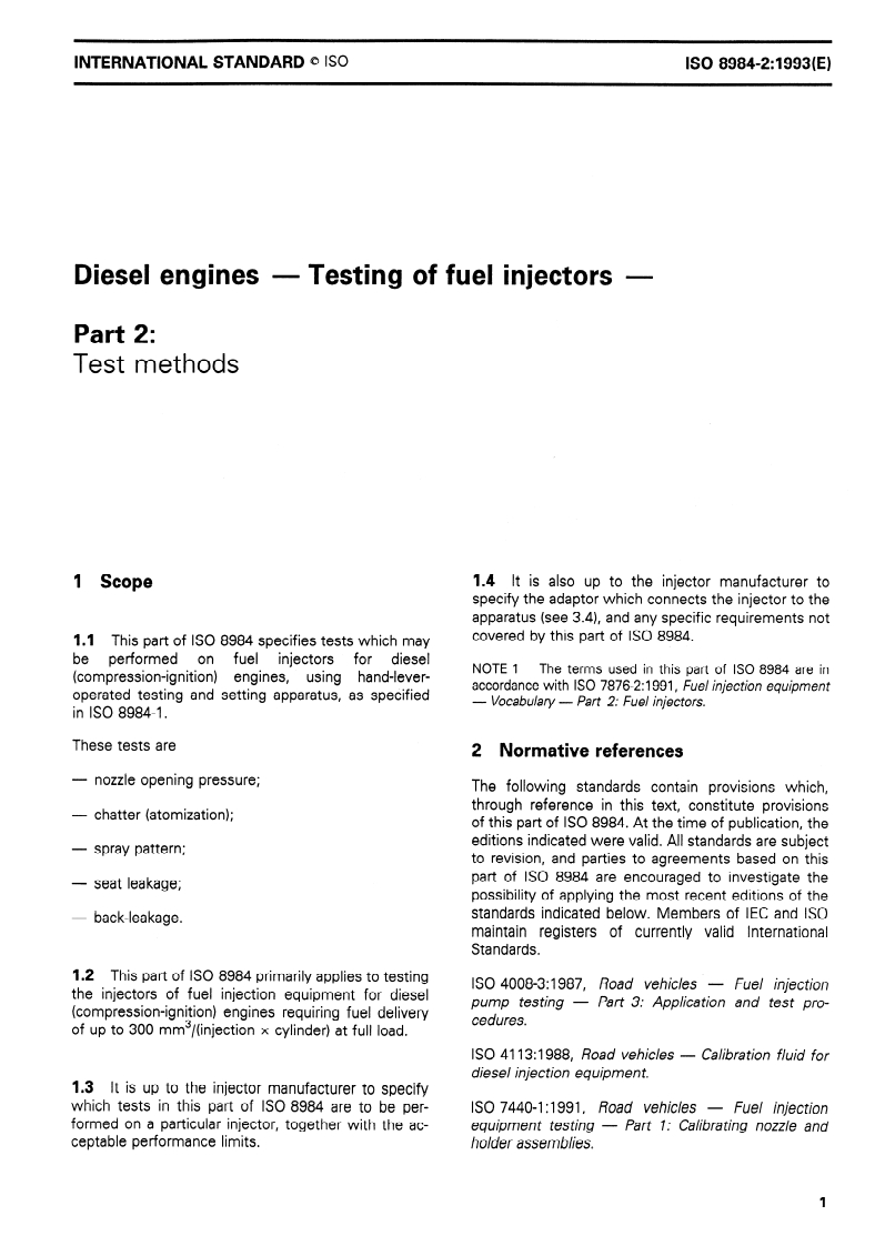 ISO 8984-2:1993 ISO 8984-2:1993 - Diesel engines — Testing of fuel injectors — Part 2: Test methods/16/1993 - Page 3 preview