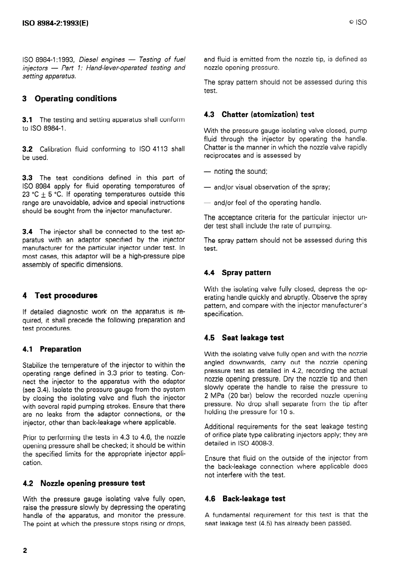 ISO 8984-2:1993 ISO 8984-2:1993 - Diesel engines — Testing of fuel injectors — Part 2: Test methods/16/1993 - Page 4 preview