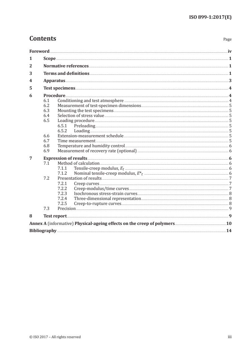 ISO 899-1:2017 ISO 899-1:2017 - Plastics — Determination of creep behaviour — Part 1: Tensile creep/2/2017 - Page 3 preview