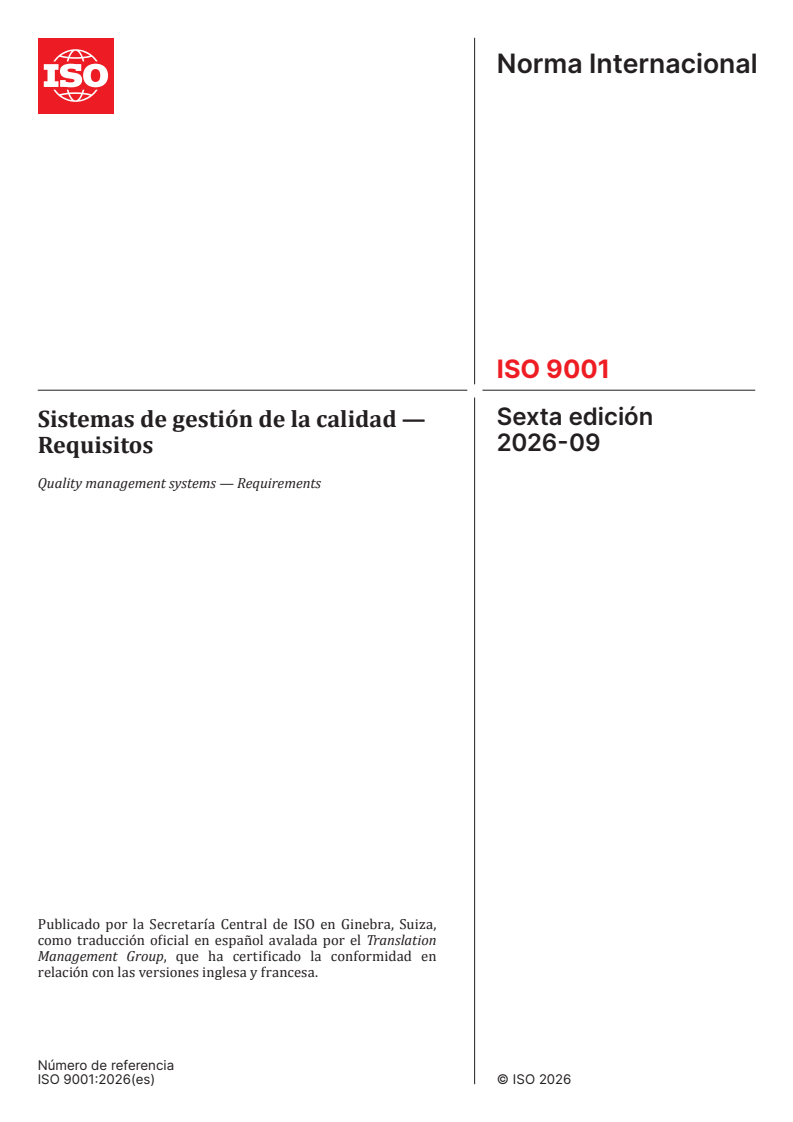 ISO 9001:2026 ISO 9001:2026 - Quality management systems — Requirements - Page 3 preview