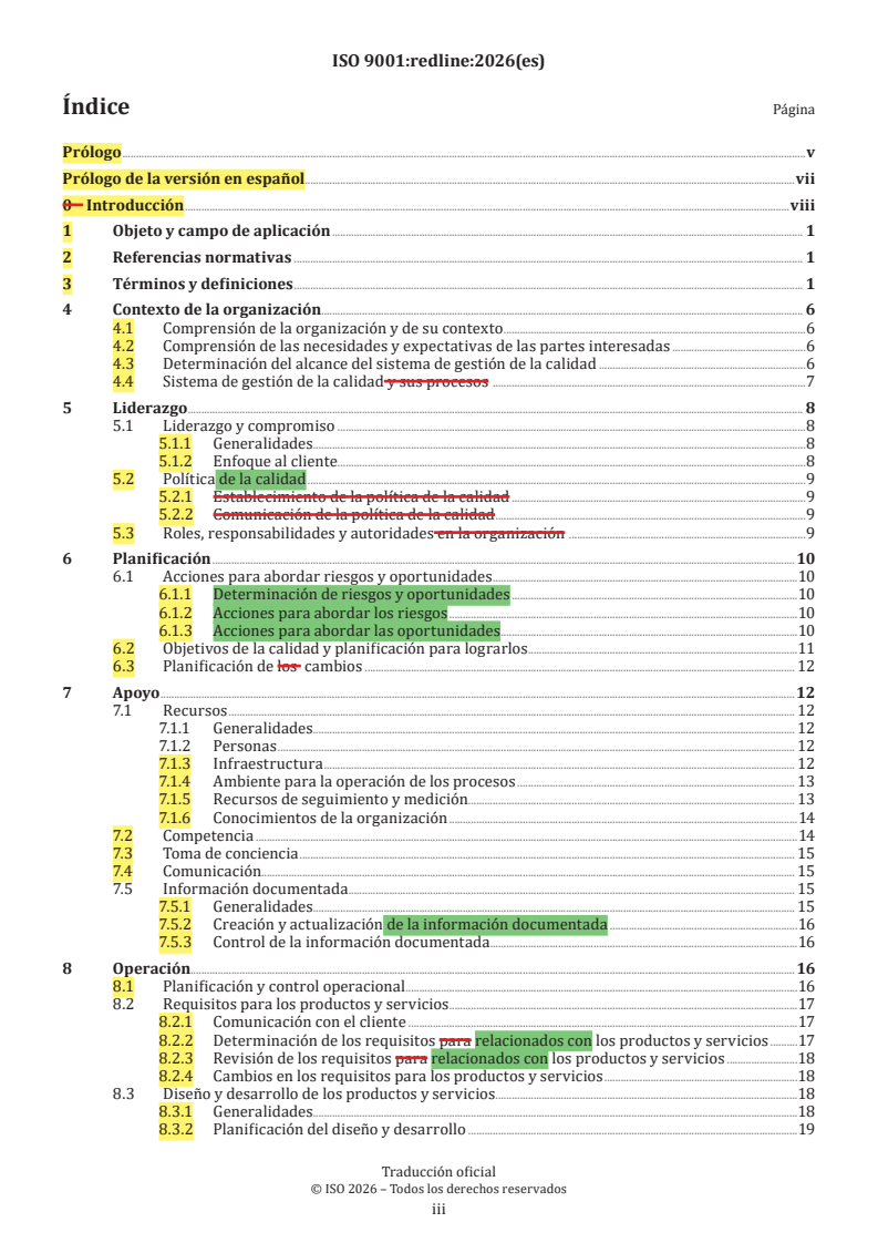 ISO 9001:2026 REDLINE ISO 9001:2026 - Quality management systems — Requirements - Page 3 preview