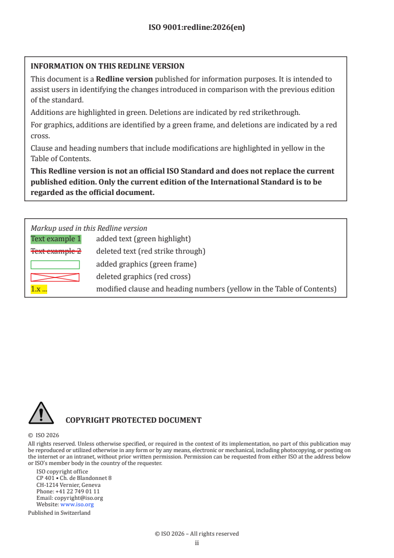 ISO 9001:2026 REDLINE ISO 9001:2026 - Quality management systems — Requirements - Page 2 preview