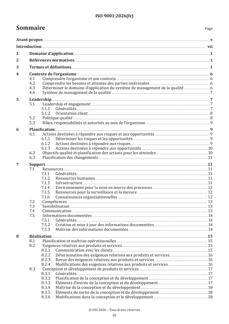 ISO 9001:2026 ISO 9001:2026 - Systèmes de management de la qualité — Exigences - Page 3 preview