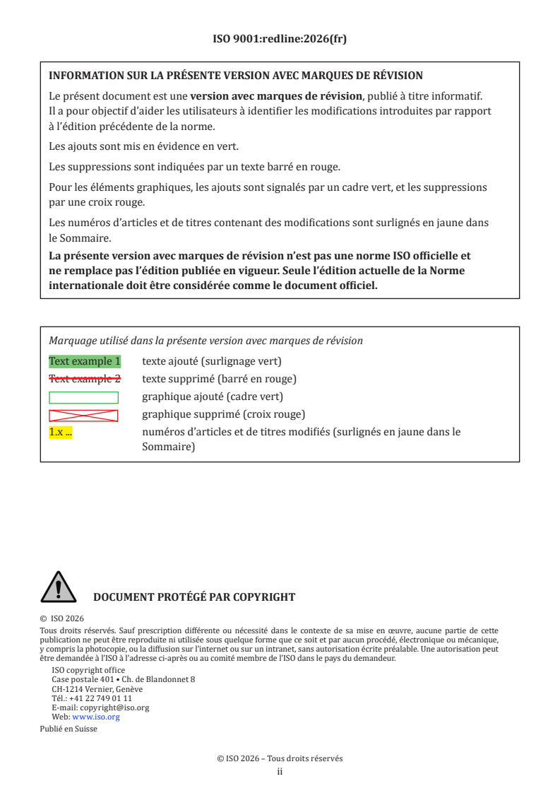 ISO 9001:2026 REDLINE ISO 9001:2026 - Systèmes de management de la qualité — Exigences - Page 2 preview