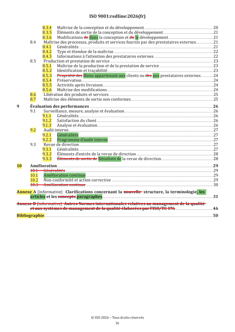 ISO 9001:2026 REDLINE ISO 9001:2026 - Systèmes de management de la qualité — Exigences - Page 4 preview