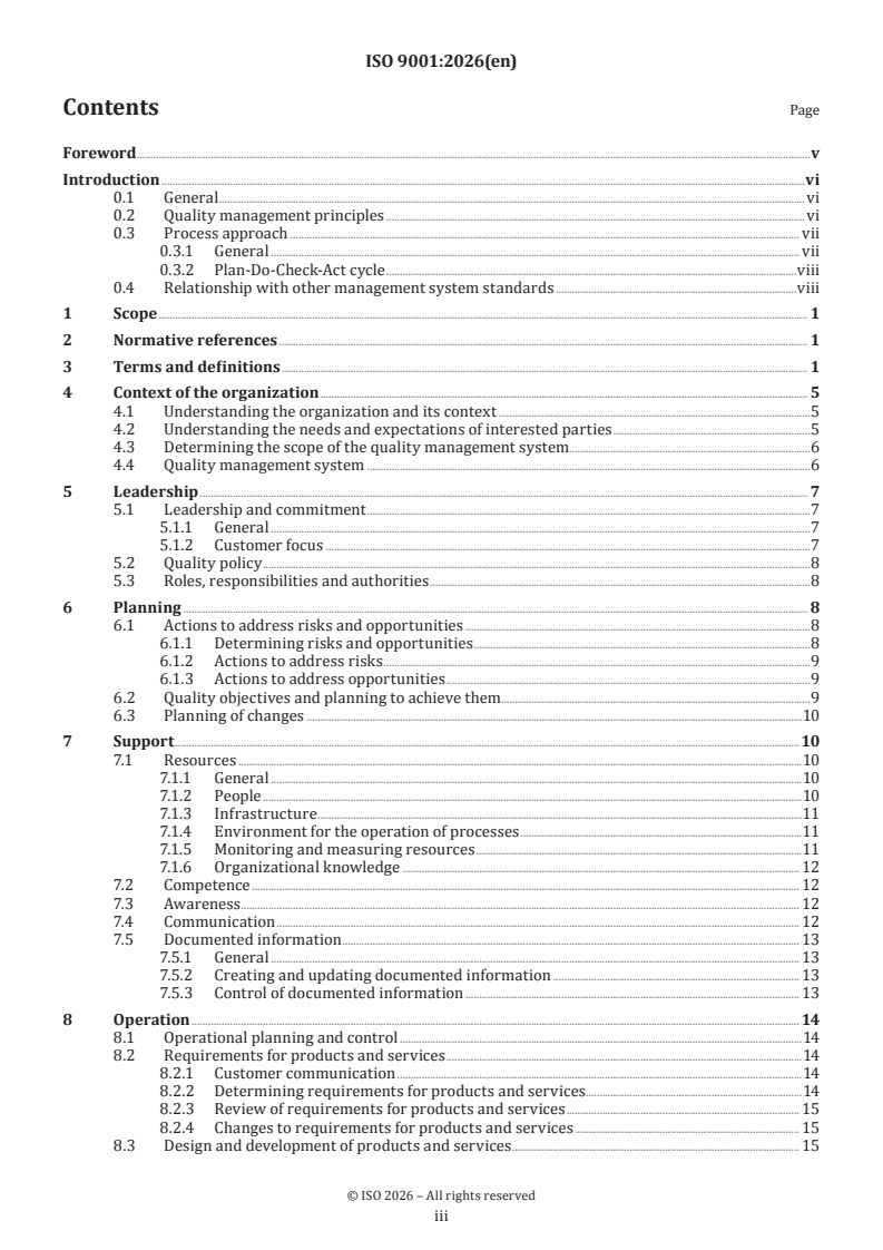 ISO 9001:2026 ISO 9001:2026 - Quality management systems — Requirements - Page 3 preview