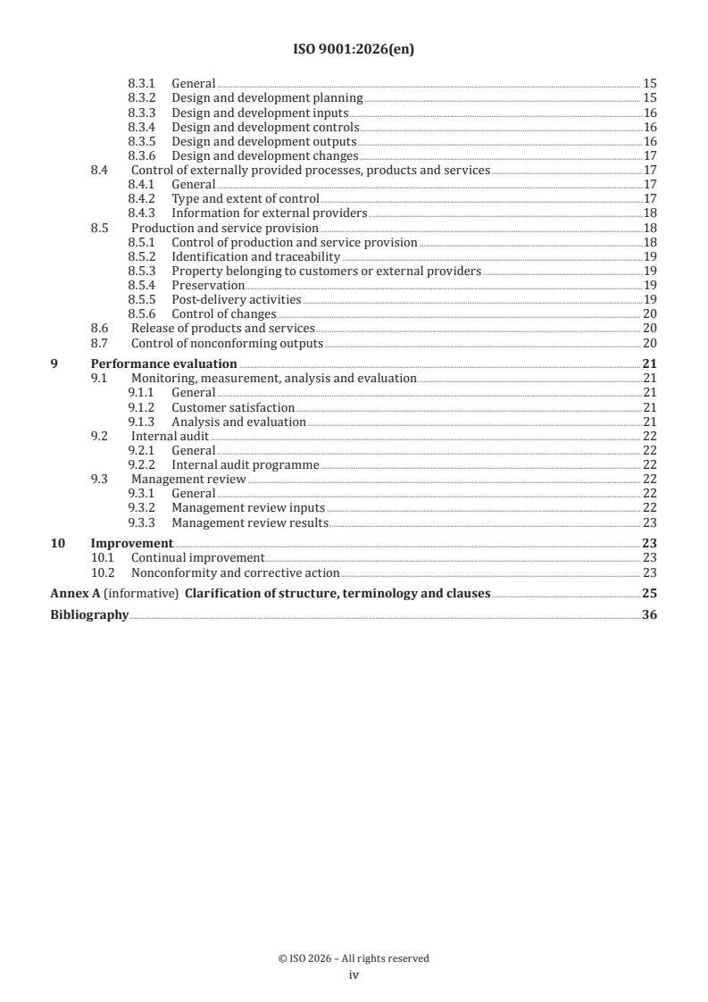 ISO 9001:2026 ISO 9001:2026 - Quality management systems — Requirements - Page 4 preview