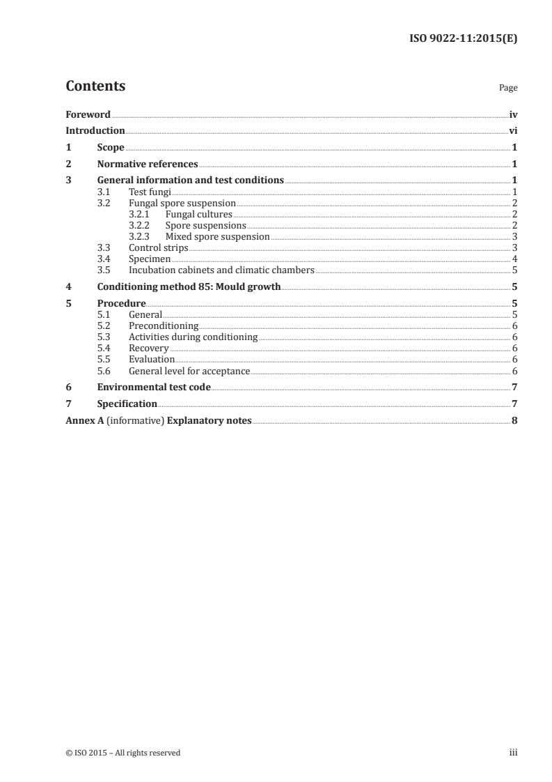 ISO 9022-11:2015 ISO 9022-11:2015 - Optics and photonics — Environmental test methods — Part 11: Mould growth/22/2015 - Page 3 preview