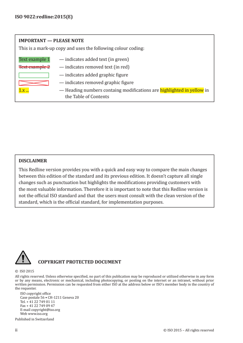 ISO 9022-14:2015 REDLINE ISO 9022-14:2015 - Optics and photonics — Environmental test methods — Part 14: Dew, hoarfrost, ice/25/2015 - Page 2 preview