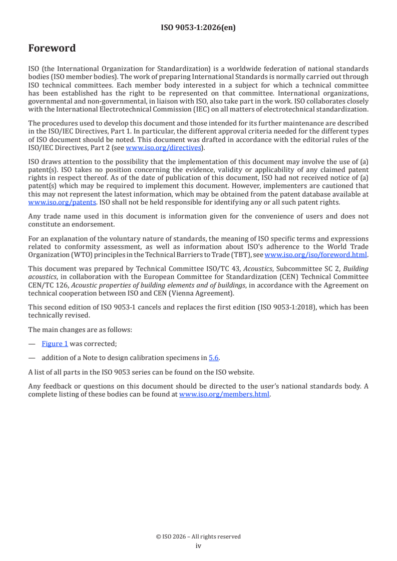 ISO 9053-1:2026 ISO 9053-1:2026 - Acoustics — Determination of airflow resistance — Part 1: Static method - Page 4 preview