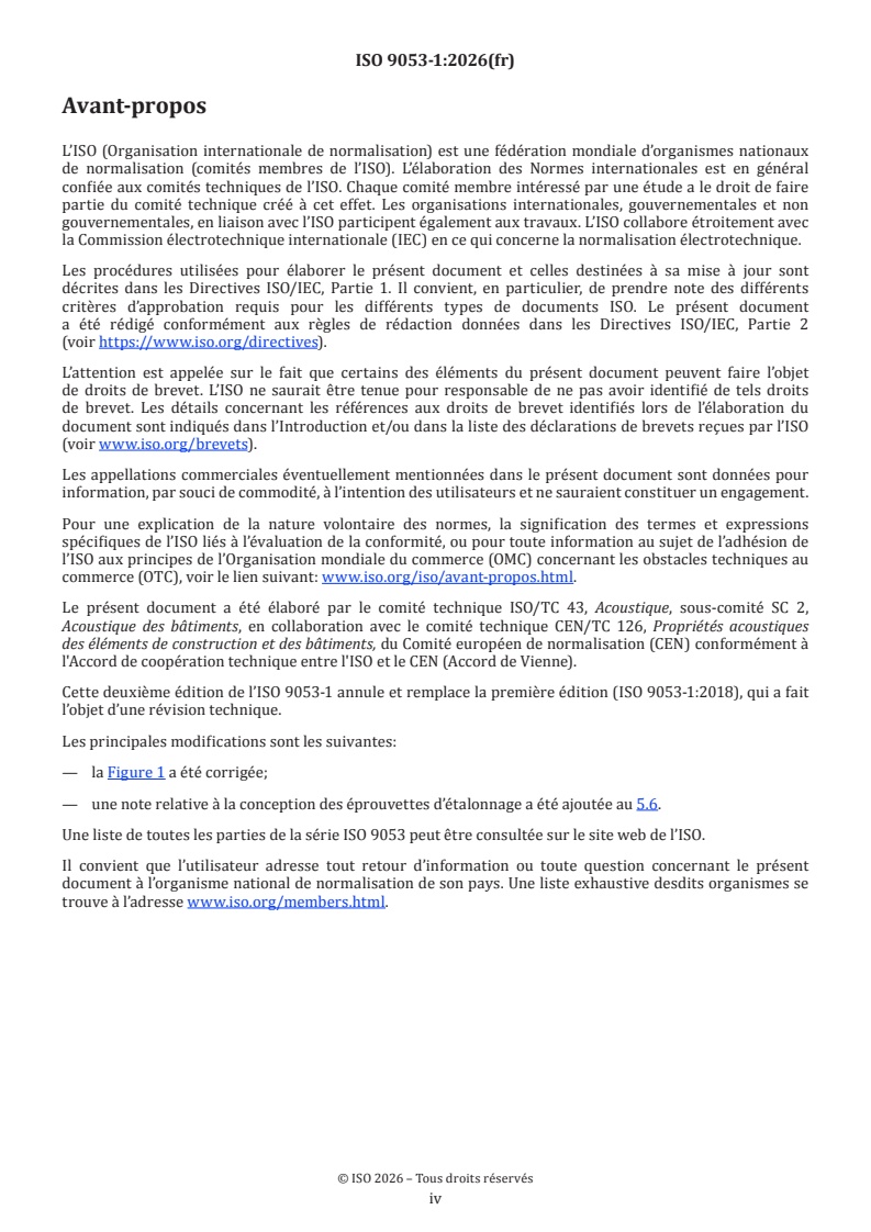 ISO 9053-1:2026 ISO 9053-1:2026 - Acoustique — Détermination de la résistance à l'écoulement de l'air — Partie 1: Méthode statique - Page 4 preview