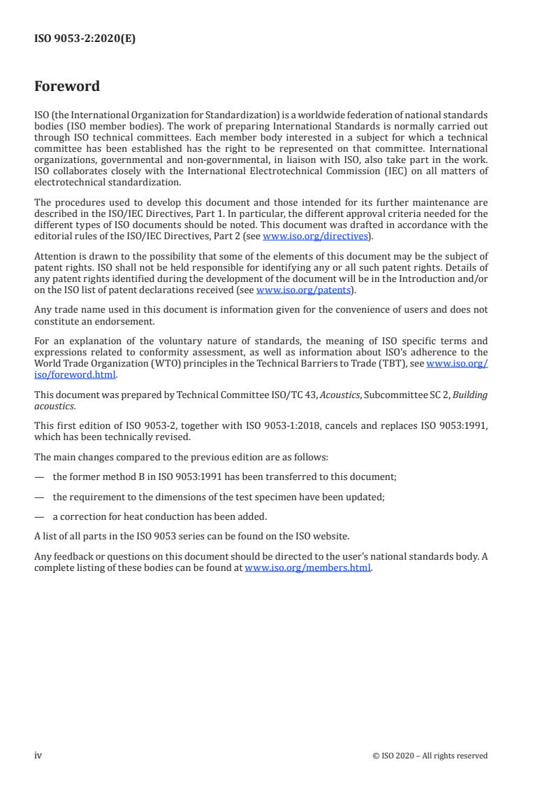 ISO 9053-2:2020 ISO 9053-2:2020 - Acoustics — Determination of airflow resistance — Part 2: Alternating airflow method/23/2020 - Page 4 preview
