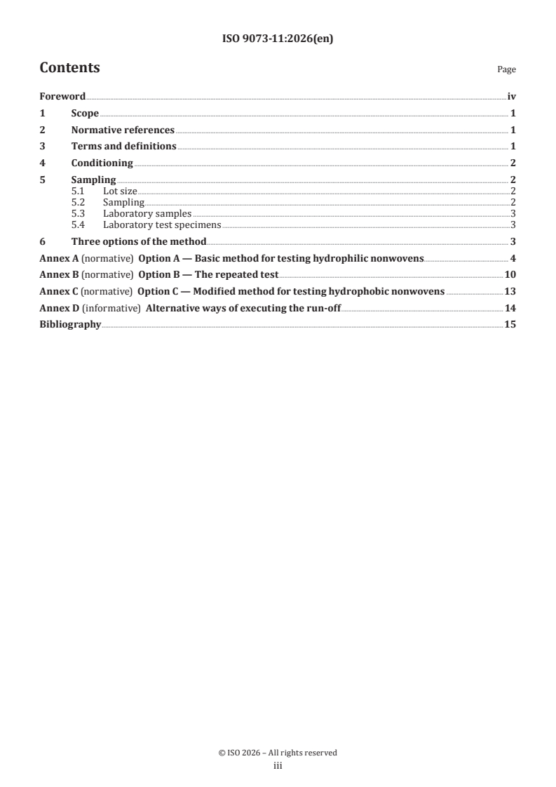 ISO 9073-11:2026 ISO 9073-11:2026 - Nonwovens — Test methods — Part 11: Run-off - Page 3 preview