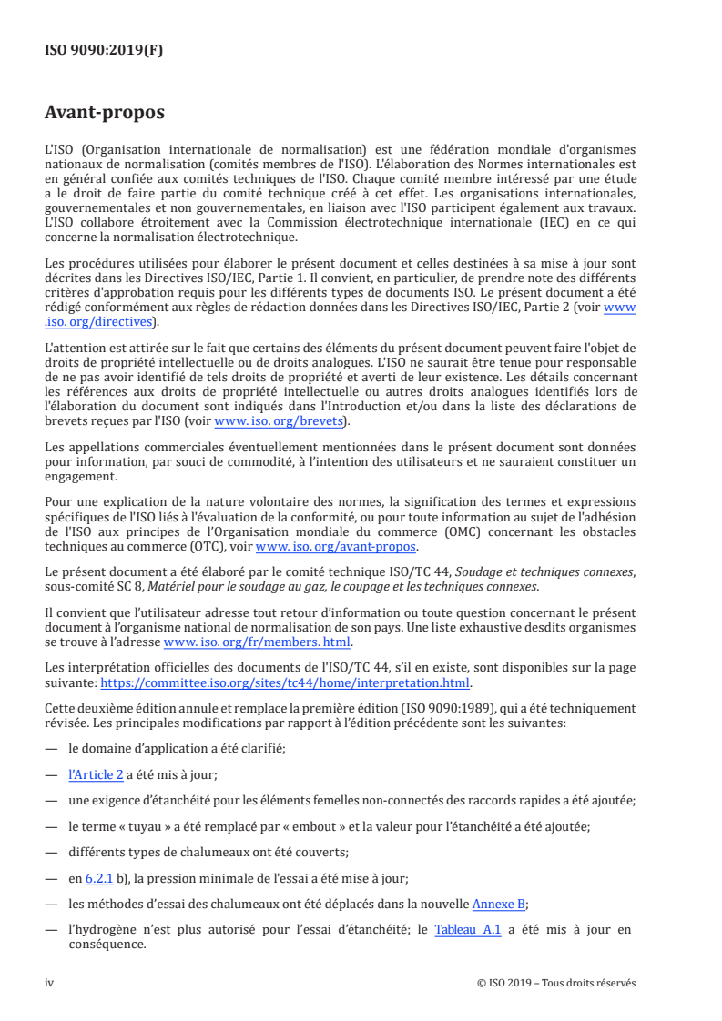 ISO 9090:2019 ISO 9090:2019 - Étanchéité aux gaz des appareils pour soudage aux gaz et techniques connexes/25/2019 - Page 4 preview