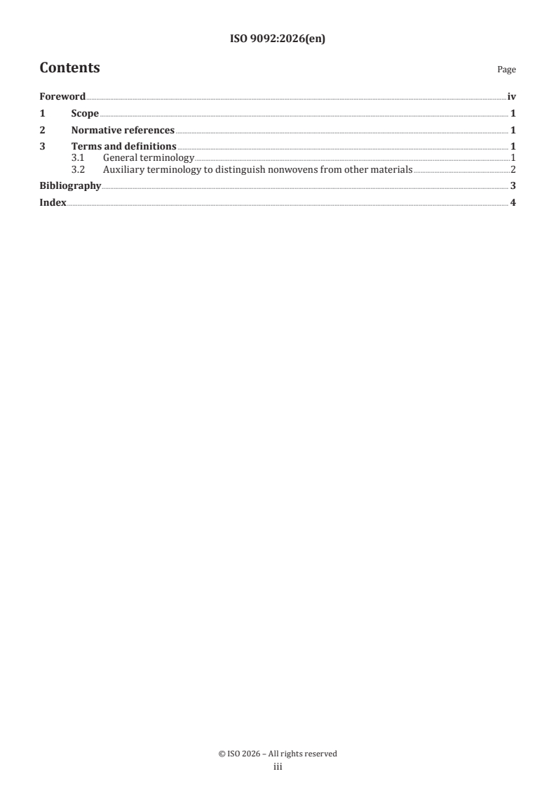 ISO 9092:2026 ISO 9092:2026 - Nonwovens — Vocabulary - Page 3 preview