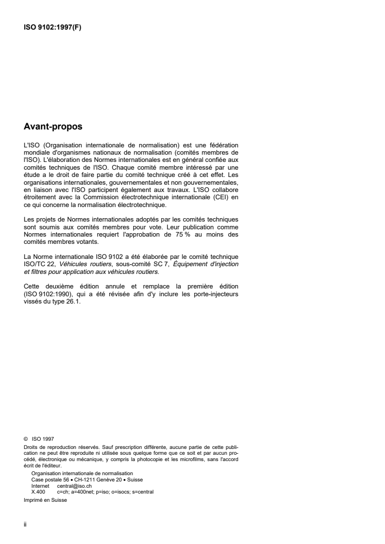 ISO 9102:1997 ISO 9102:1997 - Moteurs diesels — Porte-injecteurs vissés, types 24, 25, 26 et 26.1/25/1997 - Page 2 preview