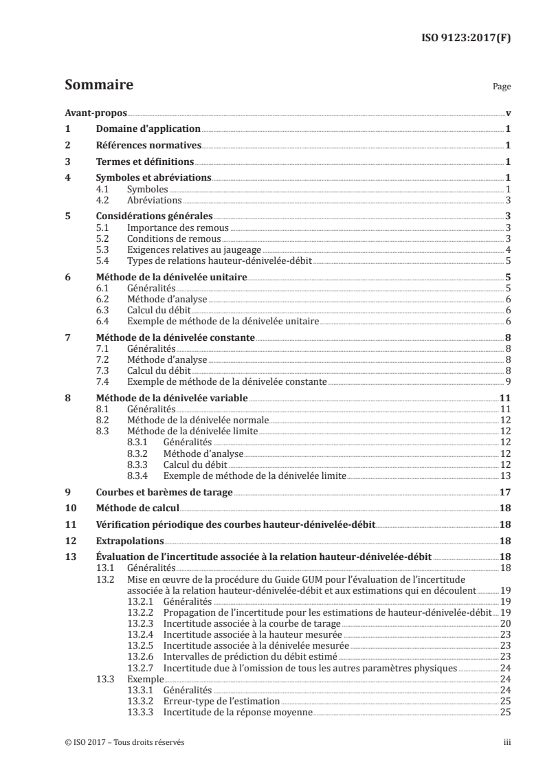 ISO 9123:2017 ISO 9123:2017 - Hydrométrie — Relations hauteur-dénivelée-débit/31/2018 - Page 3 preview