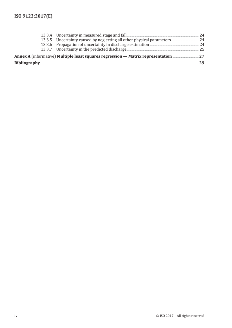 ISO 9123:2017 ISO 9123:2017 - Hydrometry — Stage-fall-discharge relationships/30/2017 - Page 4 preview