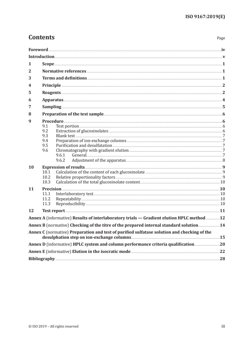 ISO 9167:2019 ISO 9167:2019 - Rapeseed and rapeseed meals — Determination of glucosinolates content — Method using high-performance liquid chromatography/24/2019 - Page 3 preview