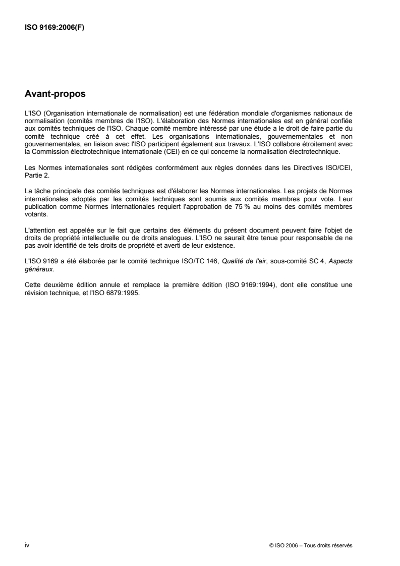 ISO 9169:2006 ISO 9169:2006 - Qualité de l'air — Définition et détermination des caractéristiques de performance d'un système automatique de mesure/29/2006 - Page 4 preview