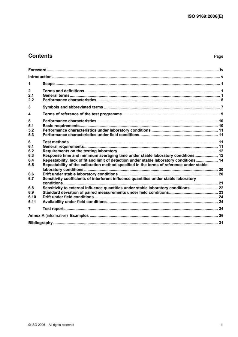ISO 9169:2006 ISO 9169:2006 - Air quality — Definition and determination of performance characteristics of an automatic measuring system/29/2006 - Page 3 preview