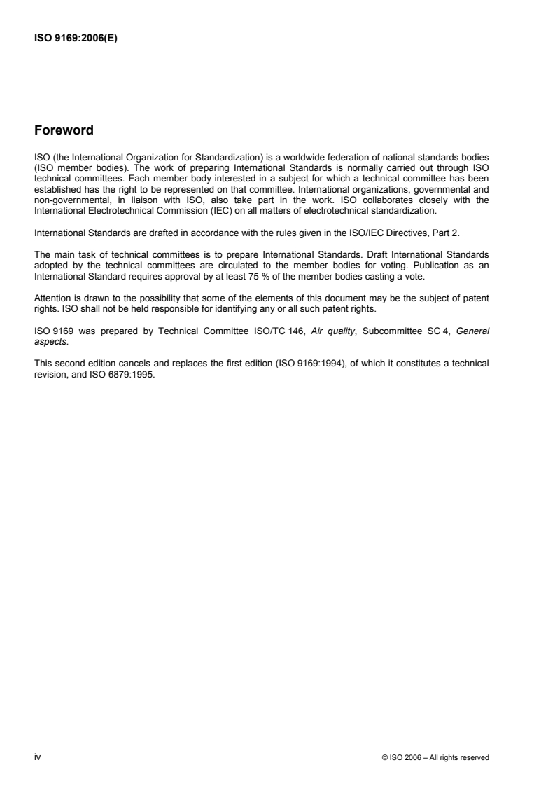 ISO 9169:2006 ISO 9169:2006 - Air quality — Definition and determination of performance characteristics of an automatic measuring system/29/2006 - Page 4 preview