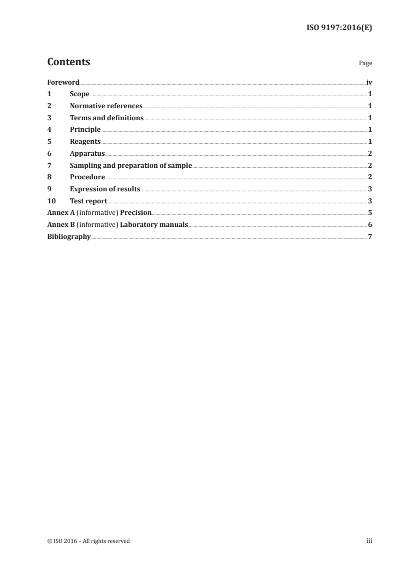 ISO 9197:2016 ISO 9197:2016 - Paper, board and pulps — Determination of water-soluble chlorides/17/2016 - Page 3 preview