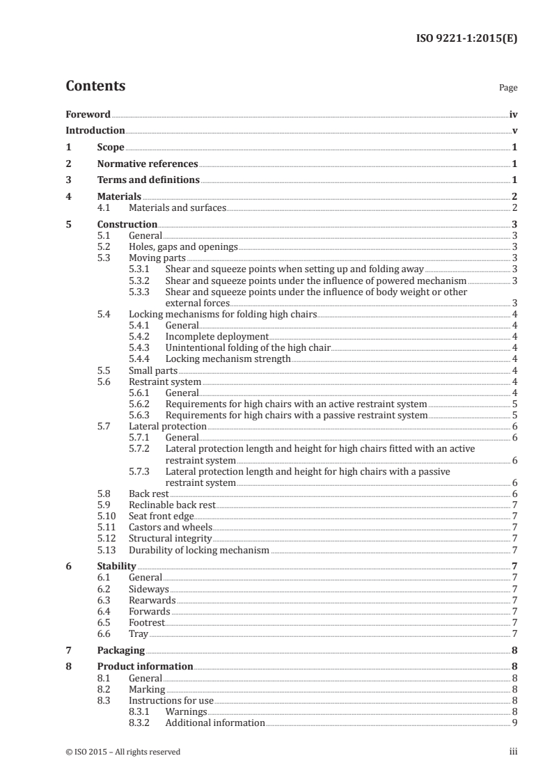 ISO 9221-1:2015 ISO 9221-1:2015 - Furniture — Children's high chairs — Part 1: Safety requirements/3/2015 - Page 3 preview
