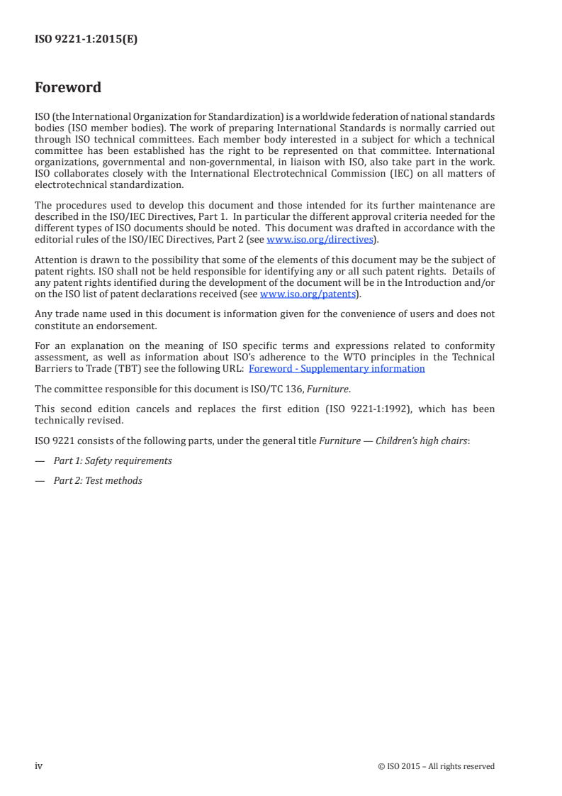 ISO 9221-1:2015 ISO 9221-1:2015 - Furniture — Children's high chairs — Part 1: Safety requirements/3/2015 - Page 4 preview